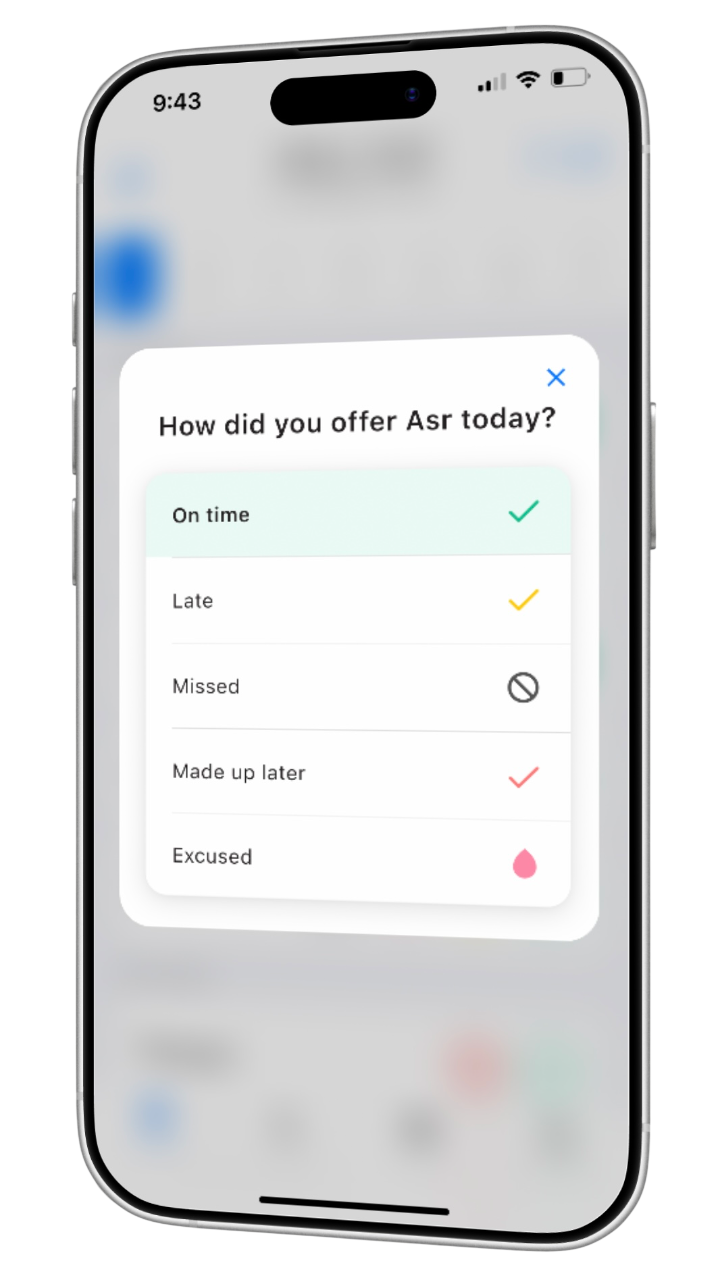 Salah prayer tracking interface